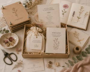 Kit para crear un herbario con prensa de flores, cuaderno y materiales botánicos
